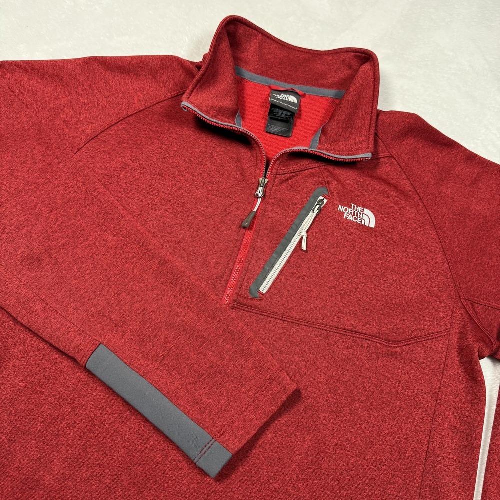 The North Face Pullover Mens Large Red 1/4 Zip Fleece Hiking Outdoor‎ Top